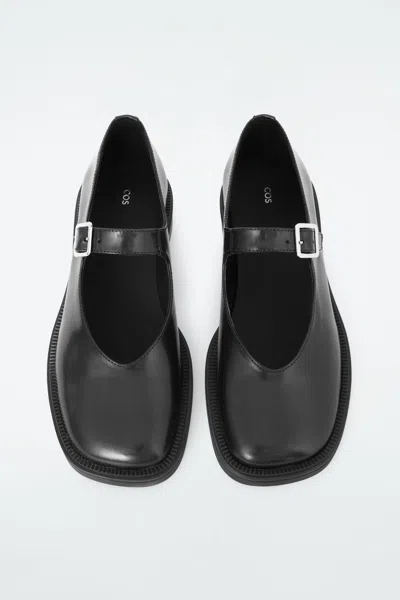 Cos Chunky Leather Mary-jane Shoes In Black