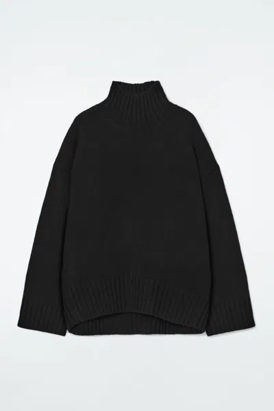 Cos Chunky Pure Cashmere Turtleneck Jumper In Black