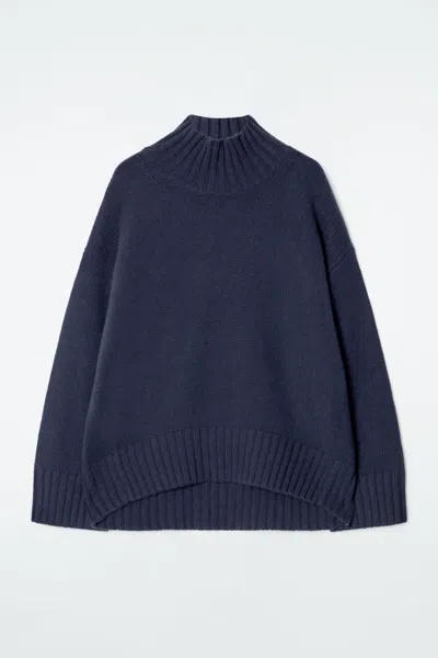 Cos Chunky Pure Cashmere Turtleneck Jumper In Blue