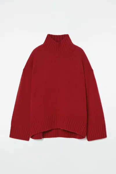 Cos Chunky Pure Cashmere Turtleneck Jumper In Red