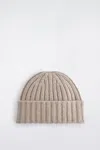 Cos Chunky Ribbed Cashmere Beanie In Sand