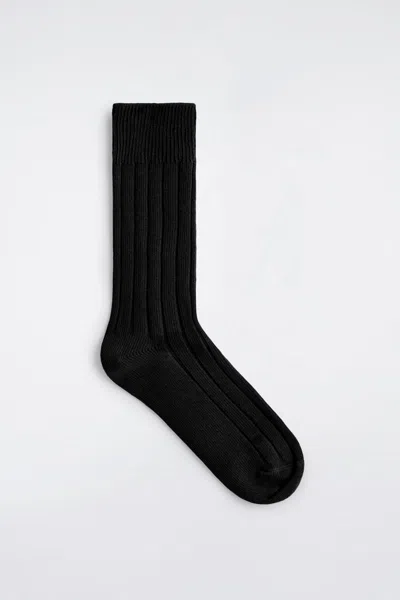 Cos Chunky Ribbed Cotton Socks In Black