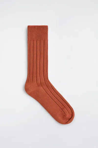 Cos Chunky Ribbed Cotton Socks In Orange