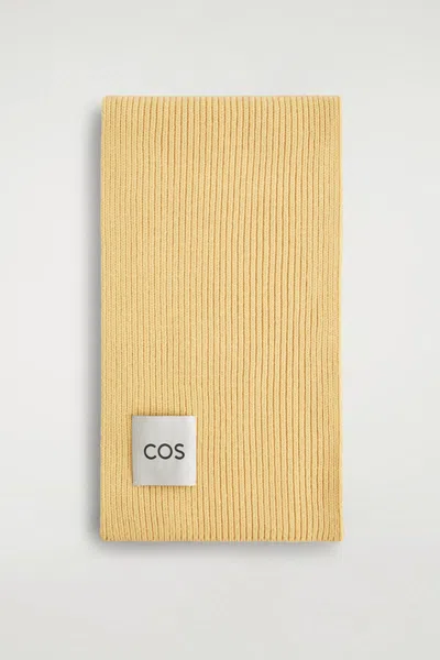 Cos Chunky Ribbed Wool Scarf In Beige