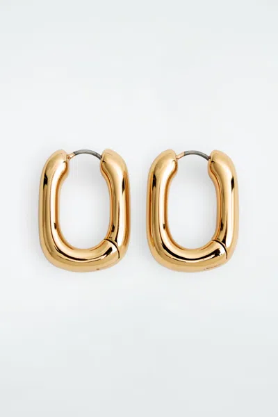 Cos Chunky Squared Hoop Earrings In Brown