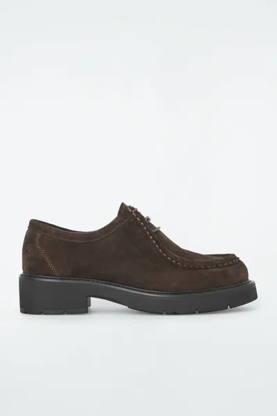 Cos Chunky Suede Derby Shoes In White