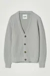 Cos Chunky V-neck Silk-cotton Cardigan In Grey