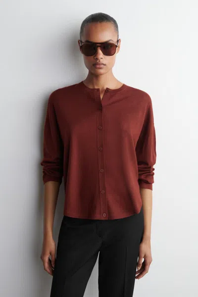 Cos Circle-cut Merino Wool Cardigan In Orange