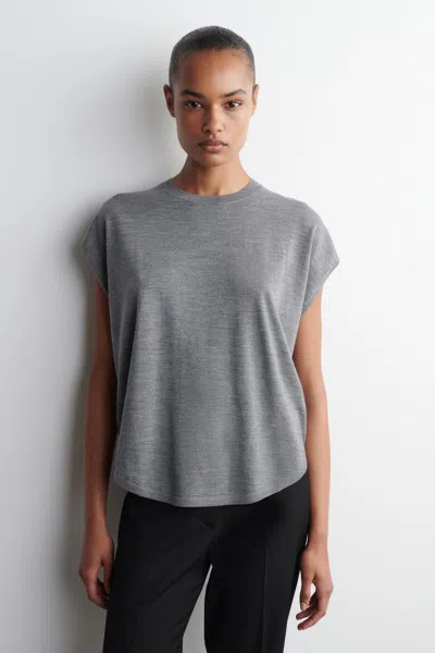Cos Circle-cut Merino Wool Top In Gray