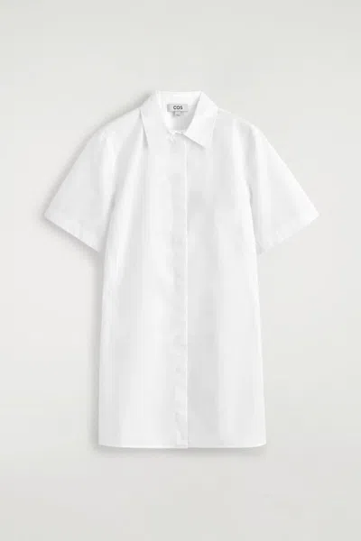Cos Classic Cotton Mini Shirt Dress In White
