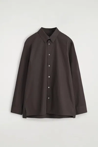 Cos Classic Cotton Shirt In Red In Black