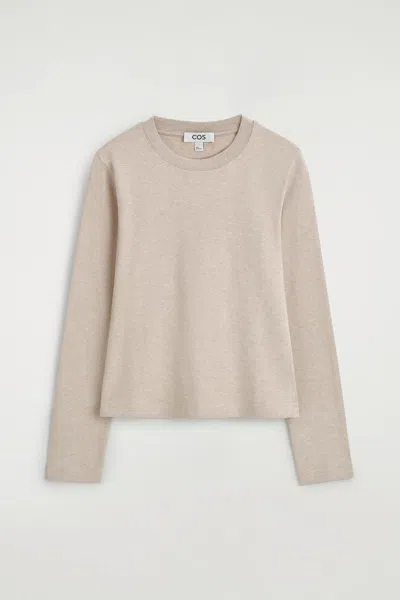 Cos Clean Cut Long-sleeved T-shirt In Neutral