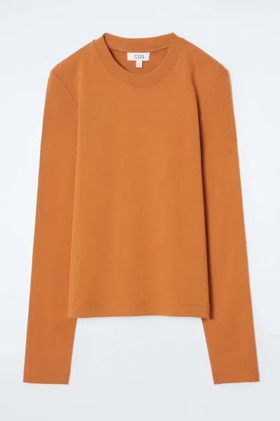 Cos Clean Cut Long-sleeved T-shirt In Orange