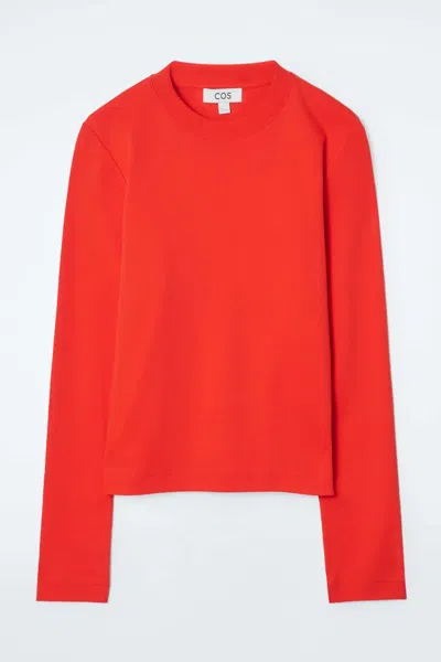 Cos Clean Cut Long-sleeved T-shirt In Red