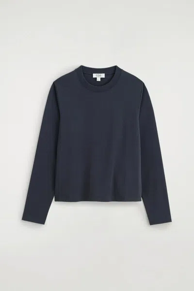 Cos T-shirt À Manches Longues Épuré In Bleu