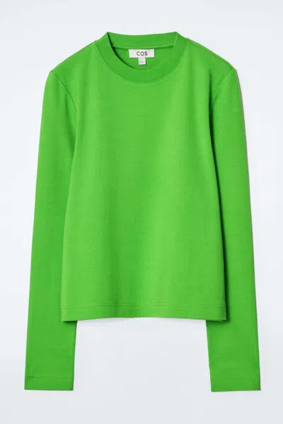 Cos Clean Cut Regular Long-sleeved T-shirt In Green