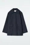 Cos Collared Cotton Car Jacket In Blue