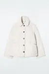Cos Collared Faux Shearling Jacket In Beige