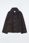 Cos Collared Faux Shearling Jacket In Brown