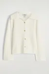 Cos Collared Knitted Jacket In White
