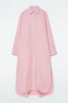 Cos Collared Midi Shirt Dress In Pink