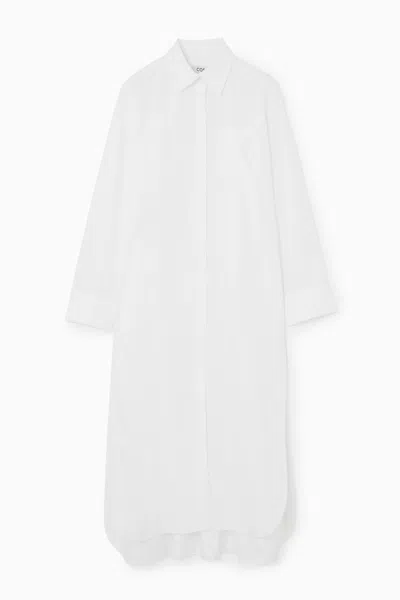 Cos Collared Midi Shirt Dress In White