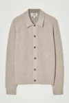 Cos Collared Ribbed Wool-cashmere Cardigan In Neutral