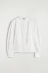 Cos Collarless Cotton Shirt In White