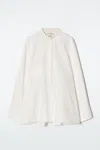 Cos Collarless Half-placket Shirt In White
