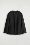 Cos Collarless Wool Blazer In Black