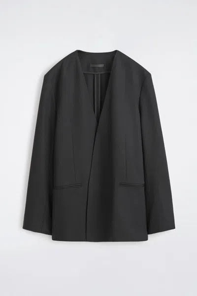 Cos Blazer In Lana Senza Colletto In Nero