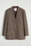 Cos Collarless Wool-blend Blazer In Brown