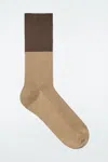 Cos Colour-block Cotton Socks In Beige