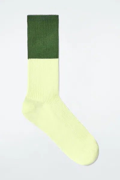 Cos Colour-block Cotton Socks In Multi