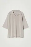 Cos Colour-block Double-faced Polo Shirt In Beige