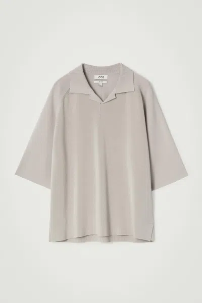 Cos Colour-block Double-faced Polo Shirt In Beige