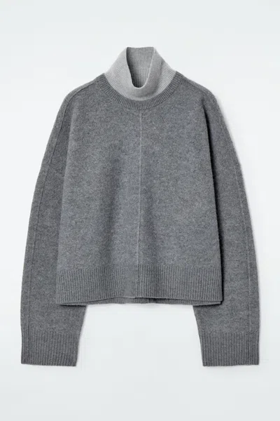 Cos Colour-block Layered Wool Jumper In Grey