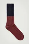 Cos Colour-block Ribbed Socks In Blue