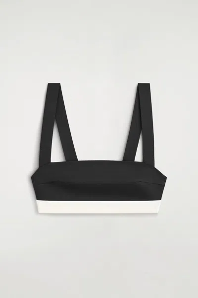 Cos Colour-block Scuba Bikini Top In Black