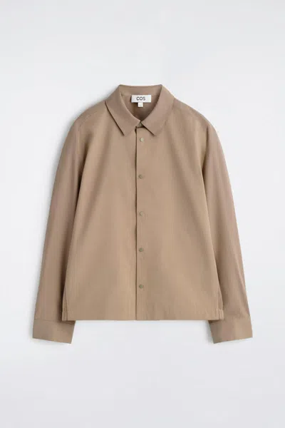 Cos Contrast-panel Cotton Overshirt In Beige In Neutral