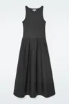 Cos Contrast-panel Maxi Dress In Black