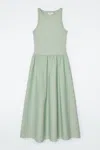 Cos Contrast-panel Maxi Dress In Green