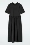 Cos Contrast-panel Midi Dress In Blue