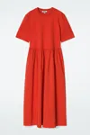 Cos Contrast-panel Midi Dress In Orange