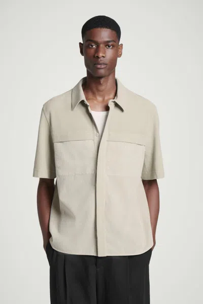 Cos Contrast-panel Overshirt In Beige