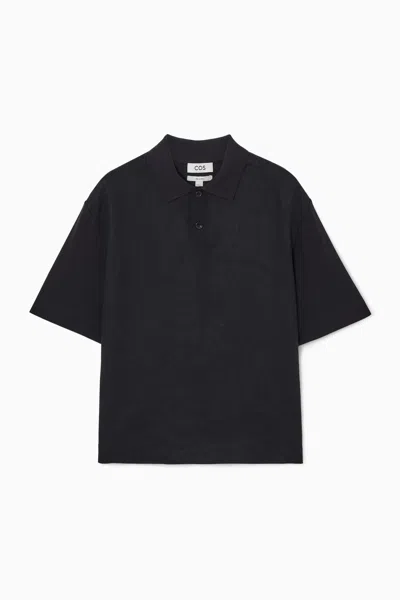 Cos Contrast-panel Polo Shirt In Blue