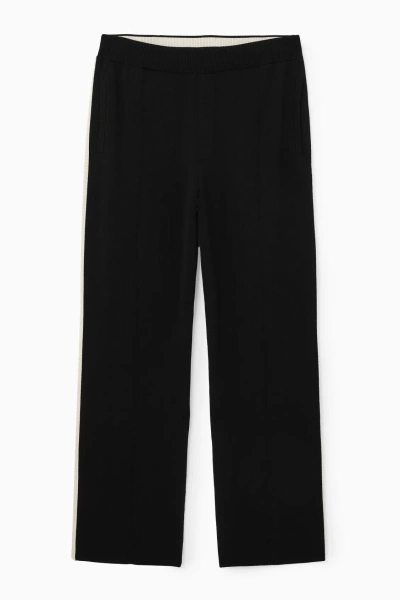 Cos Contrast-stripe Knitted Joggers In Black