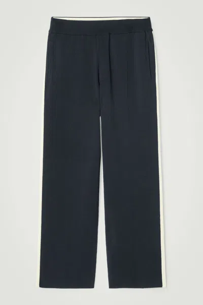 Cos Contrast-stripe Knitted Joggers In Blue