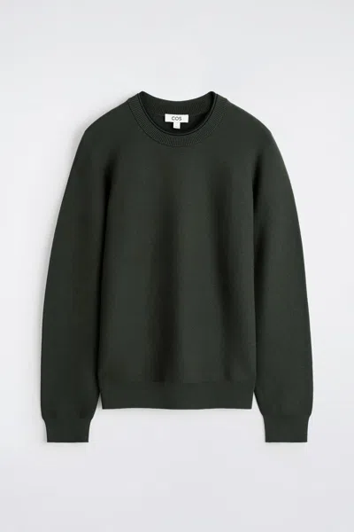 Cos Contrast-tipped Crew-neck Sweater In Brown