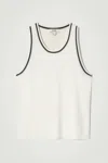 Cos Contrast-trim Ribbed Tank Top In White